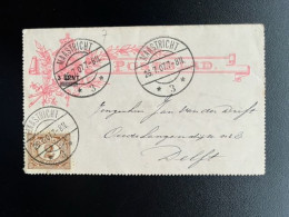 NETHERLANDS 1907 LETTERCARD MAASTRICHT TO DELFT 26-07-1907 NEDERLAND - Covers & Documents