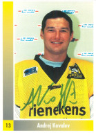 Aitogramm Eishockey AK Andrej Kawaljou Krefeld Pinguine 98-99 EV Kovalev SC Bern HC Davos Schwenningen Oberhausen Gdansk - Sports D'hiver