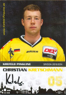 Aitogramm Eishockey AK Christian Kretschmann Krefeld Pinguine 13-14 Augsburger EV Panther Düsseldorf Dresdner Eislöwen - Winter Sports