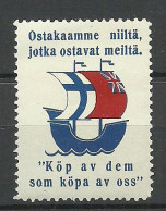 FINLAND FINNLAND Buy From These Who Are Buiing From Us Flags Great Britain Finland Ship Schiff Propaganda Vignette MNH - Erinnophilie