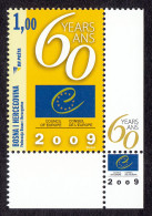 Bosnia And Herzegovina 2009  60 Years Anniversary Council Of Europe Europarat Stamp With Nice Corner Margins MNH - Europese Instellingen