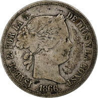 Espagne, Isabel II, 40 Centimos, 1866, Madrid, TB, Argent, KM:628.2 - Primeras Acuñaciones