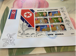 Taekwondo Rodin Finding Gymastic Weightlifting World Championship Imperf Korea Stamp FDC Local Official Covers - Weightlifting