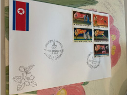 1980 Olympic Weightlifting Fencing Race Gymnastics Perf  Korea Stamp FDC Local Official Covers - Schermen