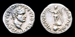 Galba AR Quinarius Victory Standing Left On Globe - The Julio-Claudians (27 BC To 69 AD)