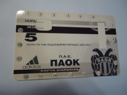 GREECE USED   CARDS   SPORTS FOOTBALL  Π.Α.Ε ΠΑΟK - Sport