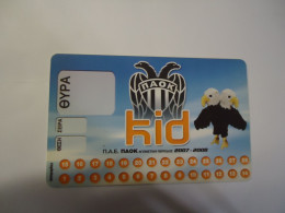 GREECE USED   CARDS   SPORTS FOOTBALL  Π.Α.Ε ΠΑΟK KID  BIRDS - Deportes