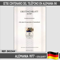 D0154# Alemania 1977 [ETB] Centenario Del Teléfono En Alemania (N) - 1974-1980