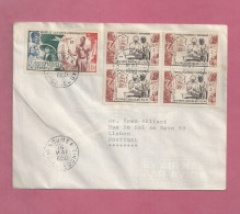 Lettre De 1950 Pour Le Portugal - YT N° 278 En Bloc De 4 Et PA 64 - Storia Postale