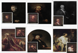Royaume Du Yémen 1967 Michel 278 à 283 Sur Cartes. Peinture De Rembrandt.  Portraits Et Autoportraits - Rembrandt