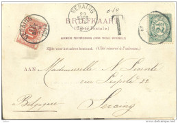 _5Tx942: TX4: SERAING 1899 : Onvold.-gefrankeerde Postkaart LOTTE ROTTERDAM 1899 > Seraing: 2½ Cent:harente - Storia Postale