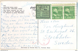 3pk-659:LÖSEN 15 ÖRE / Cp:Portland Lighthouse Casco Bay > Stockholm - Postage Due