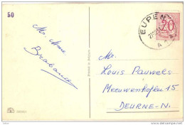 _G039:fantasiekaart: Nieuwjaar : N° 851: 0,20F:  EUPEN A1A  > Deurne-N. 1951 - 1951-1975 Heraldieke Leeuw