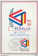 Nx196  N° 1500 OOSTENDE 25 Verjaar. BENELUX  6.9.69  Op Postkaart - Cartas & Documentos
