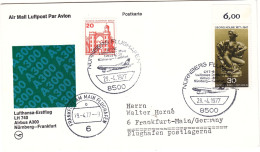 Berlin - Carte Postale De 1977 - Oblit Nürnberg Flughafen - 1er Vol Nürnberg Frankfurt - - Cartas & Documentos