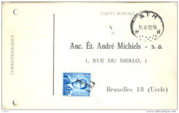 _G100: TXN° 926 Met T-stempel: -niet Gefrankeerde Postkaart Verstuurd Uit H ATH H 15.10.62 > Bruxelles 18 - Cartas & Documentos