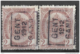 _6Wz-810: N° 1942 - Tab: A : GENT 1912 GAND : 2 Ex. - Roller Precancels 1910-19