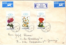 Israël - Lettre Recom De 1981 ° - GF - Oblit Haifa - Fleurs - - Cartas & Documentos