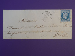 BZ0  FRANCE  SUR LETTRE  1861 PETIT BUREAU VIZILLE    A  GRENOBLE    + NAPOLEON 20C MARGES+AFF. INTERESSANT + - 1849-1876: Période Classique