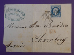 BZ0  FRANCE   LETTRE  DEVANT 1858  MARSEILLE A CHAMBERY + NAPOLEON 20C + AFF. INTERESSANT + - 1849-1876: Periodo Classico