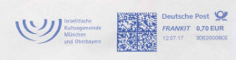 962  Communauté De Culte Israélite Munich: Ema D'Allemagne, 2017 - Jewish Religious Community Munich: Meter Stamp - Jewish