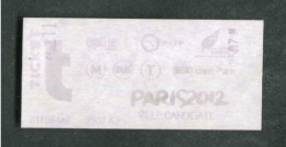 Ticket Billet De Métro / Bus RATP Jeux Olympiques "Paris 2012" Chemins De Fer Métropolitain - Billet De Train - Europa