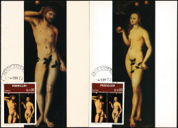 Paraguay 1973 Y&T 1286 Sur 2 CM. Peinture, Lucas Cranach. Eve Invite Adam Au Péché. Peints Avec Des Nombrils ! - Guidaismo