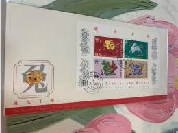 Hong Kong Stamp FDC 1987 Rabbit Zodiac S/s - Lettres & Documents