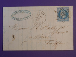 BZ0  FRANCE   BELLE LETTRE  1868   PARIS A BLOIS + ETOILE DE PARIS N° 25  SUR  NAPOLEON N°29  + AFF. INTERESSANT + - 1849-1876: Classic Period