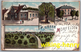 Mörfelden Walldorf - Litho Grüße Aus Mörfelden - Mit Schule Gasthaus Zur Schönen Aussicht Erzherzog Johann Eiche - Moerfelden-Walldorf