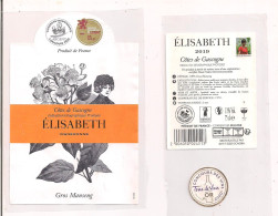 Etiquette Decollée ELISABETH 2019 - Côtes De Gascogne - Cépage Gros-marseng - Médailles Or Et Argent 2020 - - Vino Rosso