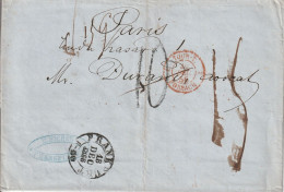 Cachet D'entrée Tour-T / Forbach Sur Lettre Frankfurt 1856 - Entry Postmarks