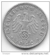 *third Reich 50 Pfennig 1940 F  Km 96   Vf+ Catalog Val 17,50 $ - 50 Reichspfennig