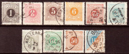 Svezia 1910/11 Segnatasse Dent/perf 14 Unif.1B/6B,7AB/10B O/Used VF/F - Dienstzegels