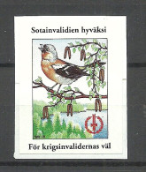 FINLAND FINNLAND Charity For War Invalids Kriegsinvalidenhilfe WWII Spendemarke Propaganda Vignette Bird, On Piece - Erinnophilie