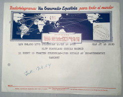 RADIOTELEGRAMAS VIA TRANSRADIO ESPAÑOLA MADRID 1954>Stockholm (Radio-telegram Telegramme Telegraphe Telegraph Spain - 1931-....