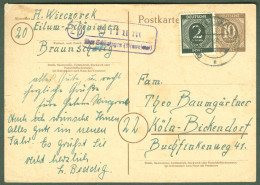 EILUM über Schöningen 1946 LANDPOSTSTEMPEL Blau 10/2Pf GANZSACHE Kontrollrat Ziffer Heimatbeleg > Bickendorf Köln - Postal  Stationery
