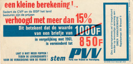 RECLAME VAN DE PVV  1963  VERKIEZINGEN  NATIONALE RAMP VAN BELGIE  DUIZEND FRANK      2 SCANS - Partis Politiques & élections