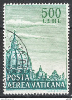 Vaticano 1958 Cupola II 500  Dent.14 Sass.33/I O/Used VF/F Cert.Oro Raybaudi - Used Stamps