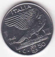 Italie 50 Centesimi 1940 An XVIII, Magnétique Vittorio Emmanuel III , KM# 76b - 1900-1946 : Vittorio Emanuele III & Umberto II