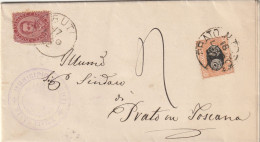 LETTERA 1892 C.10 + SEGNATASSE C.20 MASCHERINA TIMBRO BUTI PRATO IN TOSCANA (ZP3310 - Postage Due