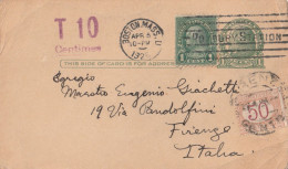 INTERO POSTALE STATI UNITI 1926 1+1 + SEGNATASSE ITALIA 50 C. TIMBRO BOSTON FIRENZE (ZP3177 - Taxe