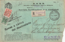 ATTI GIUDIZIARI 1936 C.30+2 L.SEGNATASSE TIMBRO TORINO CUNEO- MILIZIA DELLA SYTADA (ZP2678 - Taxe