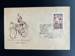 POLAND POLSKA 1954 COVER CYCLING INT. PEACE RACE 2 - 17 MAY 1954 POLEN - Cartas & Documentos