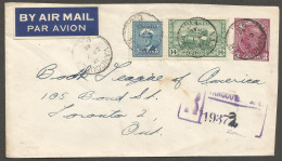 1945 Registered Airmail Cover 22c War Tank/PSE Vancouver BC To Toronto Ontario - Histoire Postale