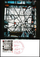 France 1986 Y&T 2449 Sur CM. Croix-Rouge, Vitrail De Vieira Da Silva, église Saint Jacques De Reims - Glas & Brandglas