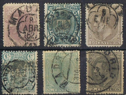 Lote 6 Sellos Alfonso XII 1920, Fechadores Varios MADRID,  Num 205, 211, 200, 201, 154 ** - Used Stamps