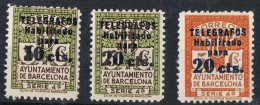 Serie Completa Telegrafos BARCELONA 1936, Edifil Num 10-11-12 ** - Barcelone