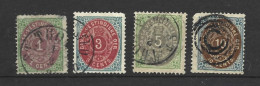 ANTILLES DANOISES 1873 (o) Y&T N° 5-6-8-10   Wmk Crown - P14x13.5 - Danemark (Antilles)