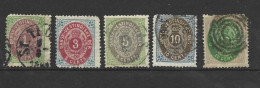 ANTILLES DANOISES 1873 (o) Y&T N° 5-6-8-10-11   Wmk Crown - P14x13.5 - Denmark (West Indies)